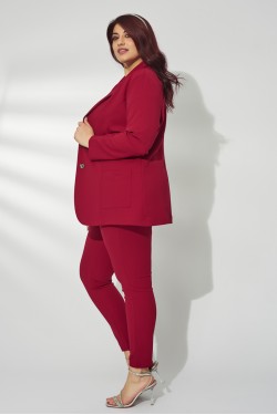Κοστούμι κρέπ σακάκι με δύο κουμπιά και παντελονοκολάν κόκκινο