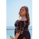 Φόρεμα έξω ώμοι Rayon με χρυσό κέντημα μαύρο Φόρεμα έξω ώμοι Rayon με χρυσό κέντημα μαύρο