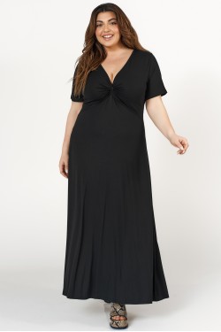 Φόρεμα μάξι κόμπος ελαστική viscose μαύρο