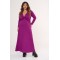 Dress maxi viscose long sleeves with knot Violet