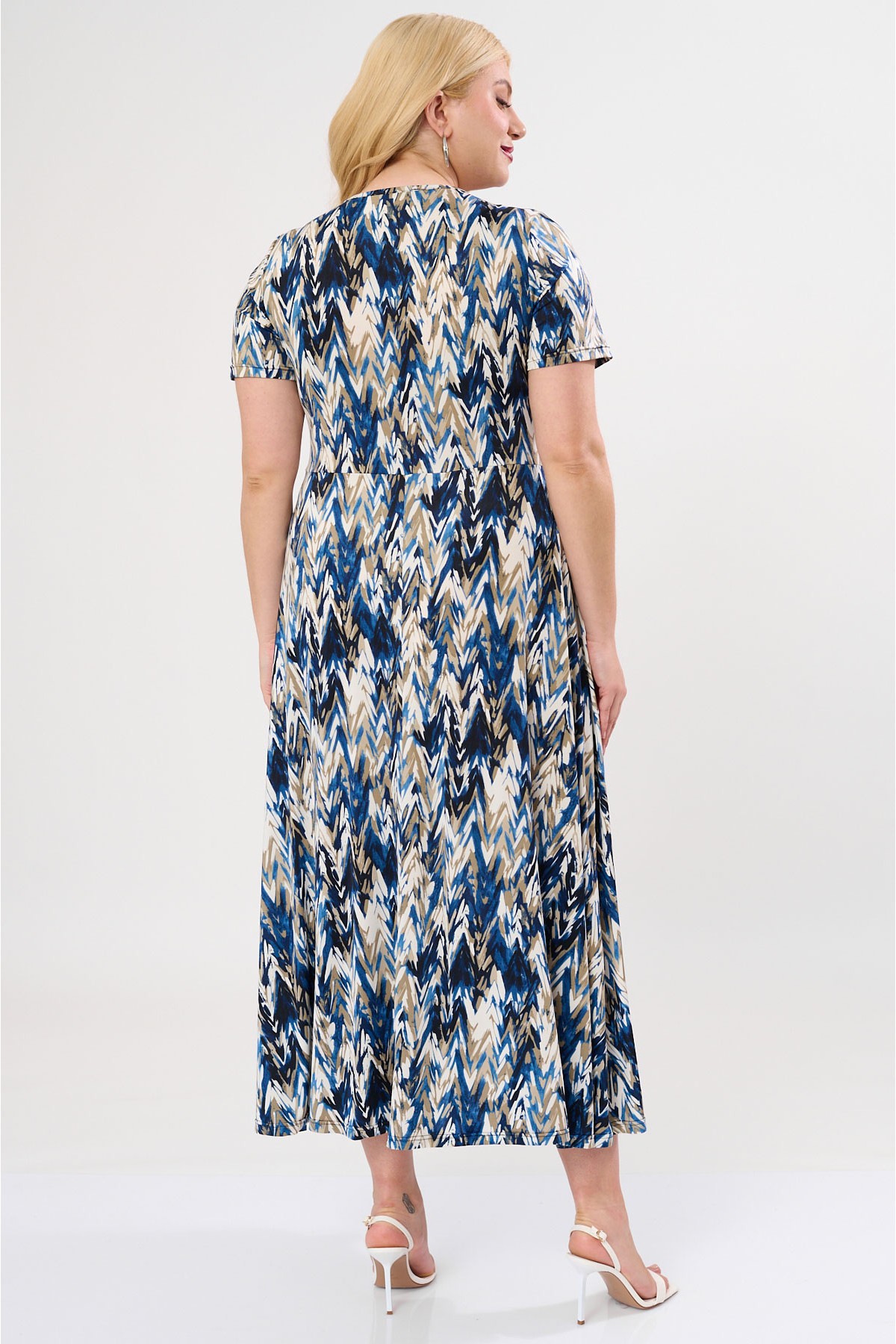 Φόρεμα μάξι κόμπος ψαροκόκαλο μπλε