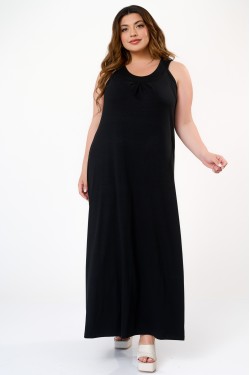 Φόρεμα αμάνικο με κουφόπιετα λαιμουδιά  μαύρο