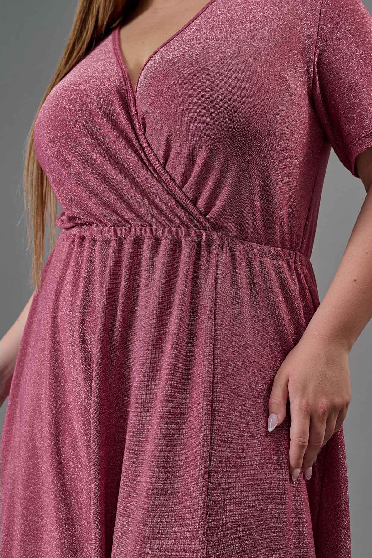 Φόρεμα lurex μάξι κρουαζέ peach pink Φόρεμα lurex μάξι κρουαζέ peach pink