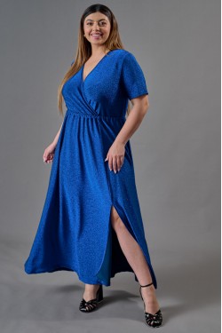 Φόρεμα lurex μάξι κρουαζέ μπλε