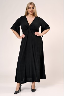  Φόρεμα κόμπος μάξι καμπάνα μανίκι μαύρο