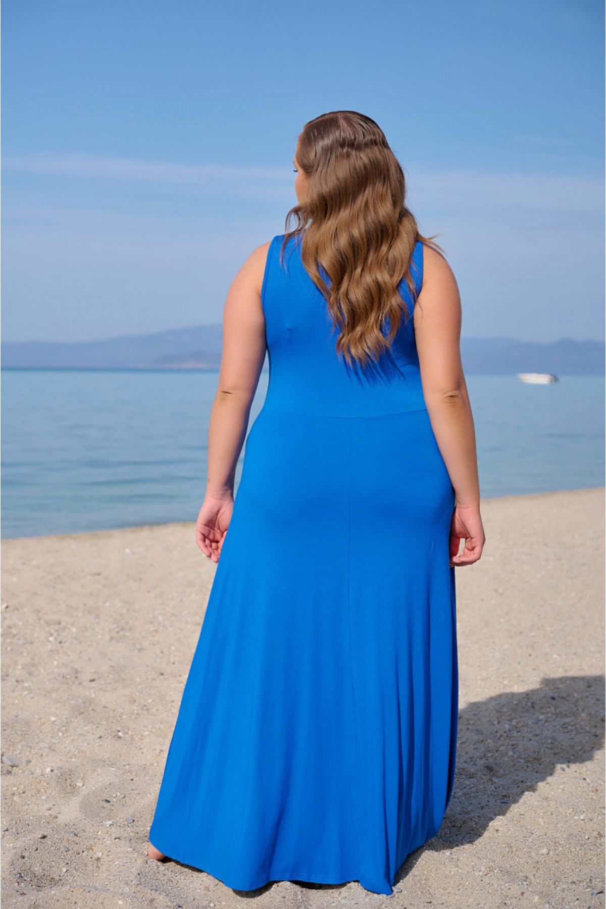Φόρεμα αμάνικο viscose κόμπος μάξι ρουά Φόρεμα αμάνικο viscose κόμπος μάξι ρουά
