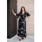 Dress maxi bellsleeves knot Floral Black 