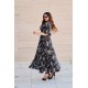 Dress maxi wrapped bellsleeves Printed
