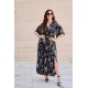 Dress maxi wrapped bellsleeves Printed