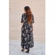 Dress maxi wrapped bellsleeves Printed