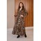 Dress maxi knot long sleeves with elastic band Leopard