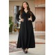 Dress maxi knot long sleeves with elastic band Black
