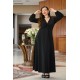 Dress maxi knot long sleeves with elastic band Black