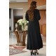 Dress maxi knot long sleeves with elastic band Black