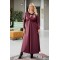 Dress maxi leatherette long sleeves with knot Bordeaux