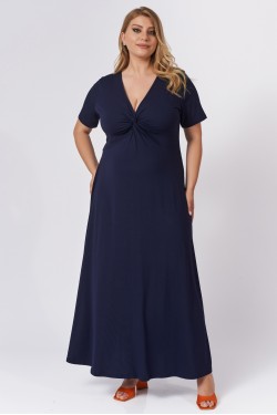 Φόρεμα μάξι κόμπος ελαστική viscose μπλε
