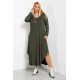 Φόρεμα viscose τσέπες χακί Φόρεμα viscose τσέπες χακί