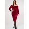 Kleid Schulterfrei elastich Samt Bleistift Form Bordeauxrot