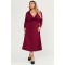 Kleid Midi elastische Viskose lange Ärmel Zierknoten bordeauxrot