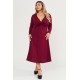 Φόρεμα midi Viscose ελαστική μακρύ μανίκι κόμπος μπορντό