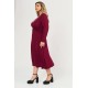 Φόρεμα midi Viscose ελαστική μακρύ μανίκι κόμπος μπορντό