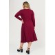 Φόρεμα midi Viscose ελαστική μακρύ μανίκι κόμπος μπορντό