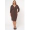 Dress midi V-neck zipper crepe Brown