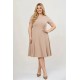 Φόρεμα κλος midi κοντό μανίκι κρεπ μπεζ