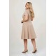 Φόρεμα κλος midi κοντό μανίκι κρεπ μπεζ