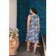 Φόρεμα midi viscose  αμάνικο με μύτες φλοράλ μπλε