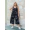 Ολόσωμη  φόρμα  ζιπ αμάνικη σε ελαστική viscose Tie dye μαύρη.
