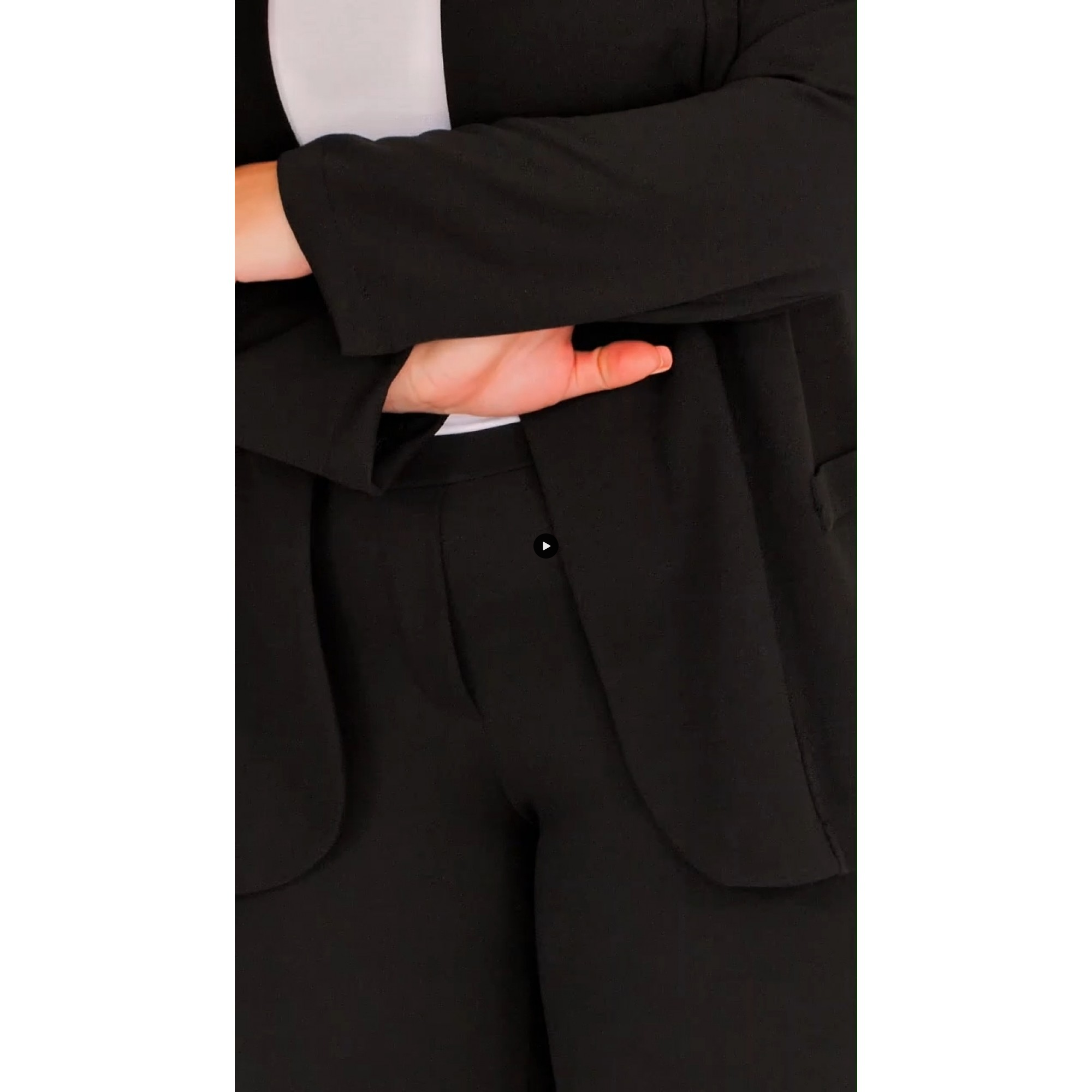 Κοστούμι με σακάκι και παντελονοκολάν κρεπ μαύρο