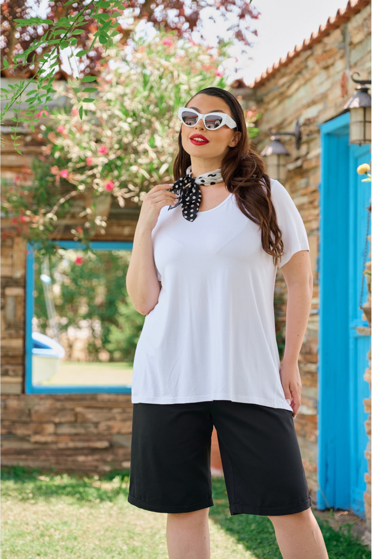 Μπλούζα viscose με κουφόπιετα πίσω λευκή