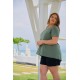 Μπλούζα viscose με κουφόπιετα πίσω και τύπωμα Pretty χακί