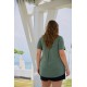 Μπλούζα viscose με κουφόπιετα πίσω και τύπωμα Pretty χακί