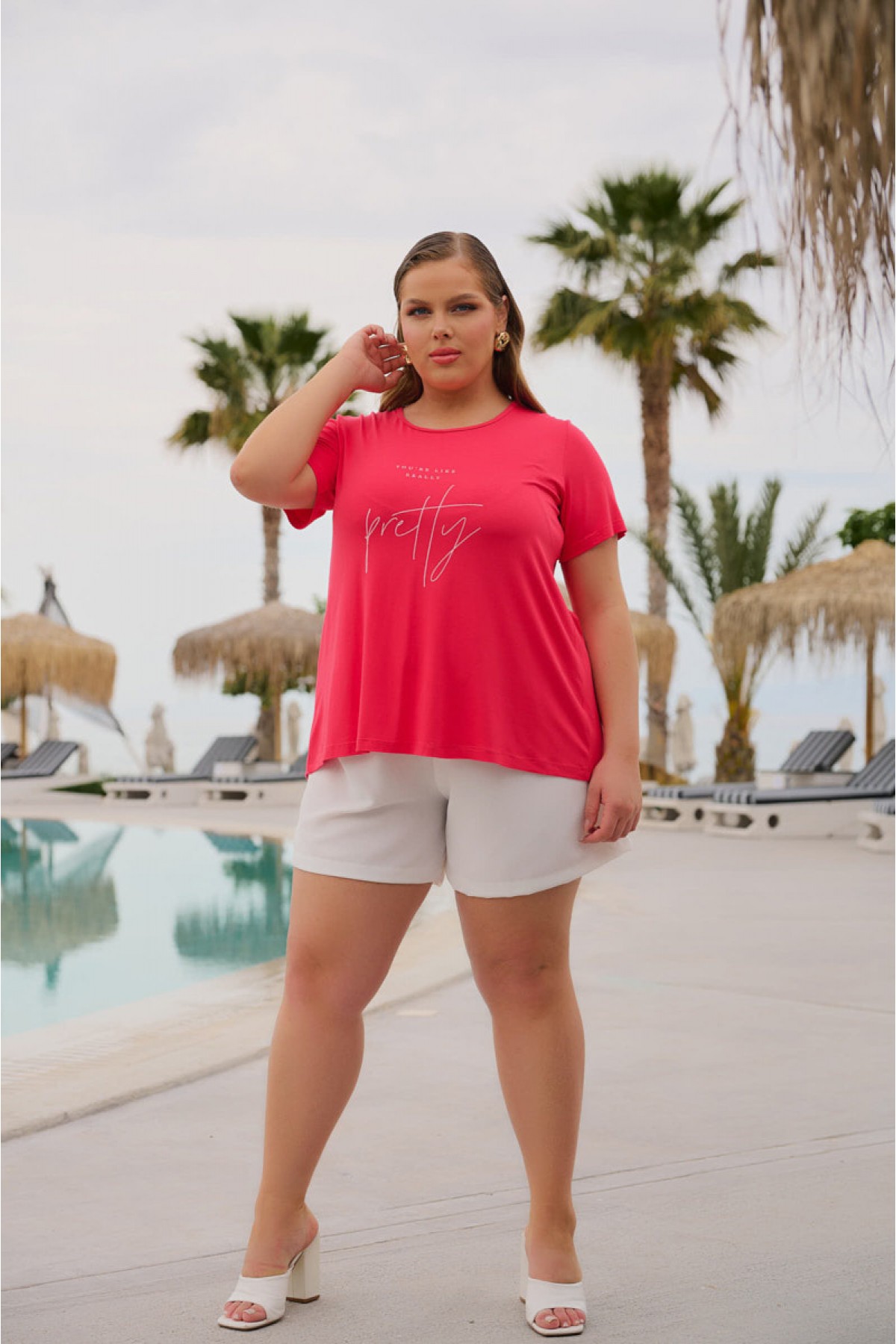 Μπλούζα viscose με κουφόπιετα πίσω και τύπωμα Pretty κοραλί Μπλούζα viscose με κουφόπιετα πίσω και τύπωμα Pretty κοραλί