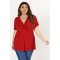 Μπλούζα κόμπος viscose ελαστική κοντό μανίκι κόκκινη