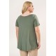 Μπλούζα με στριφτό στήθος viscose κοντό μανίκι χακί Μπλούζα με στριφτό στήθος viscose κοντό μανίκι χακί