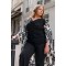 Bluse drapierter Halsauschnitt Schwarz 