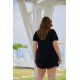 Μπλούζα βαμβακερή κοντό μανίκι ρεβέρ τύπωμα Herself μαύρη Μπλούζα βαμβακερή κοντό μανίκι ρεβέρ τύπωμα Herself μαύρη
