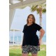 Μπλούζα viscose με κορδόνια στη λαιμουδιά κοντό μανίκι μαύρη Μπλούζα viscose με κορδόνια στη λαιμουδιά κοντό μανίκι μαύρη
