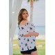 Μπλούζα Rayon έξω ώμους τιράντα με δέσιμο στη λαιμουδιά κεντημένα φύλλα λευκή Μπλούζα Rayon έξω ώμους τιράντα με δέσιμο στη λαιμουδιά κεντημένα φύλλα λευκή