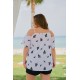 Μπλούζα Rayon έξω ώμους τιράντα με δέσιμο στη λαιμουδιά κεντημένα φύλλα λευκή Μπλούζα Rayon έξω ώμους τιράντα με δέσιμο στη λαιμουδιά κεντημένα φύλλα λευκή