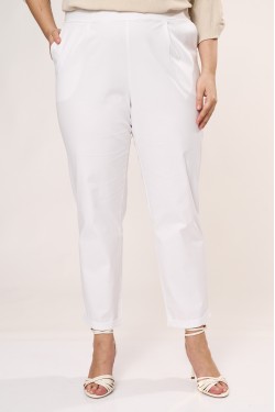 Παντελόνι με τσέπες και ρεβέρ ελαστική καπαρντίνα λευκό