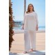 Παντελόνα Rayon με φόδρα και χρυσή ρίγα λούρεξ λευκή Παντελόνα Rayon με φόδρα και χρυσή ρίγα λούρεξ λευκή