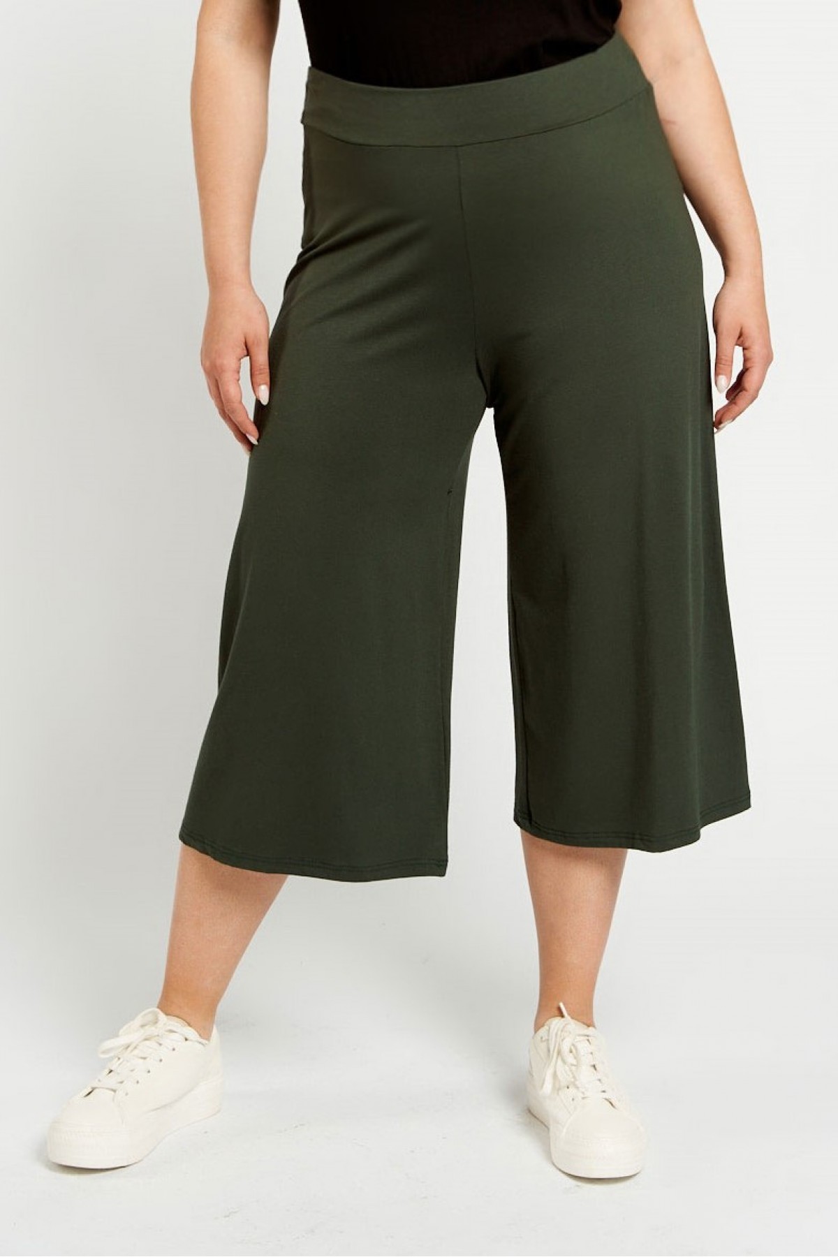 Ζιπ παντελόνα 3/4 viscose σε χακί