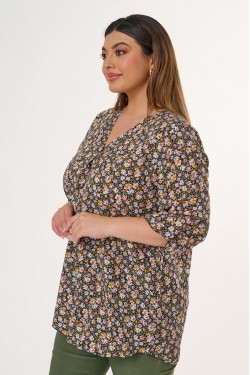 Πουκαμίσα V viscose ανθάκια ψιλά