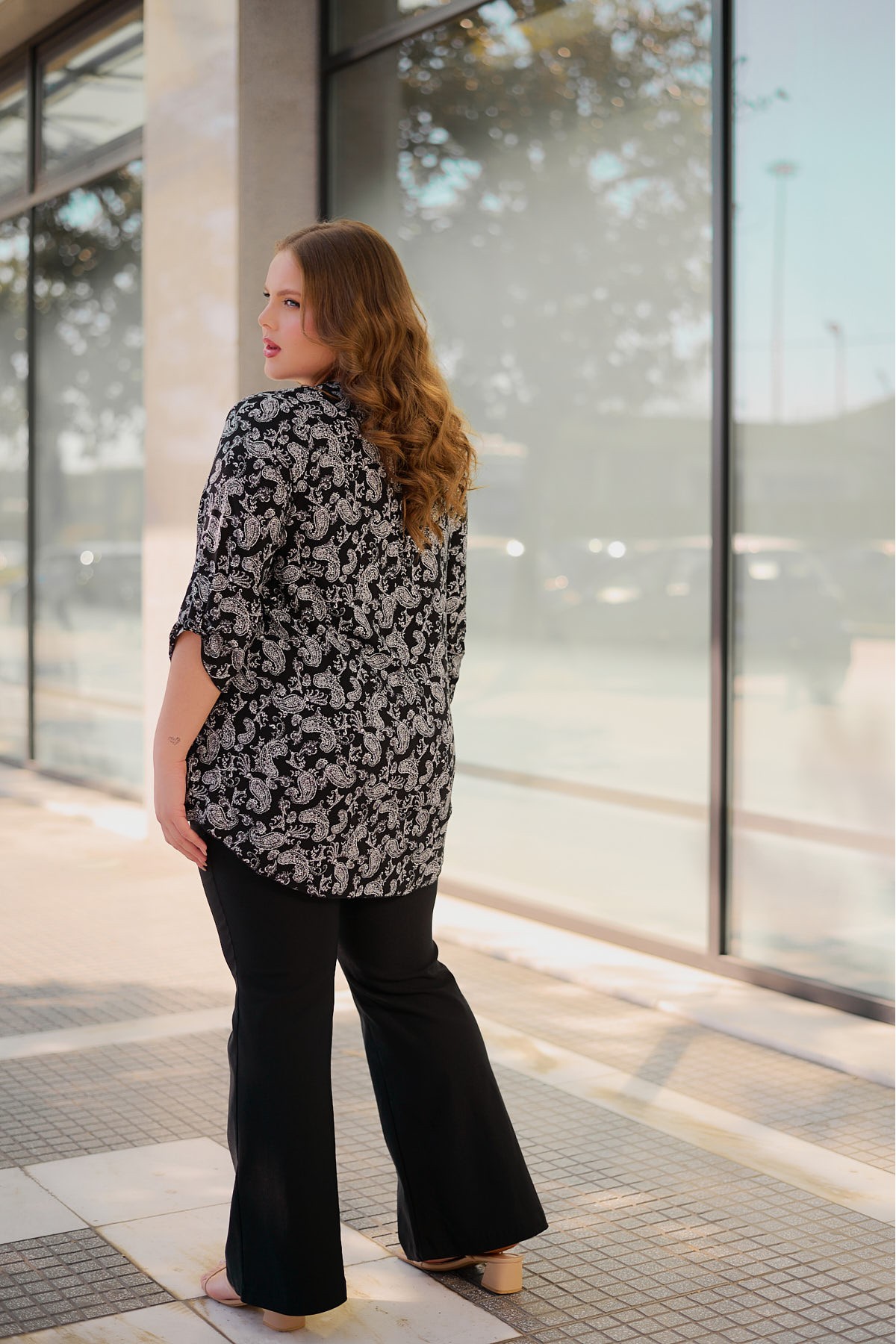 Πουκαμίσα V viscose λαχούρ μαύρη Πουκαμίσα V viscose λαχούρ μαύρη