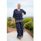 Σετ Resort rayon με χρυσό κέντημα πουκαμίσα και παντελόνα μπλε