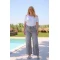 Jean παντελόνι wide leg με χιαστί κουμπί ελαστικό γκρί